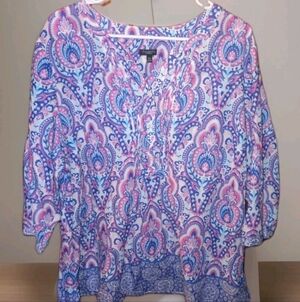 3 For $15 Sale Talbot's Vibrant Paisley Blouse Women's 3X Boho Colorful